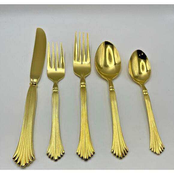 Stanley Roberts Pavilion Gold Electroplate Service for 8 Flatware set 54 pcs